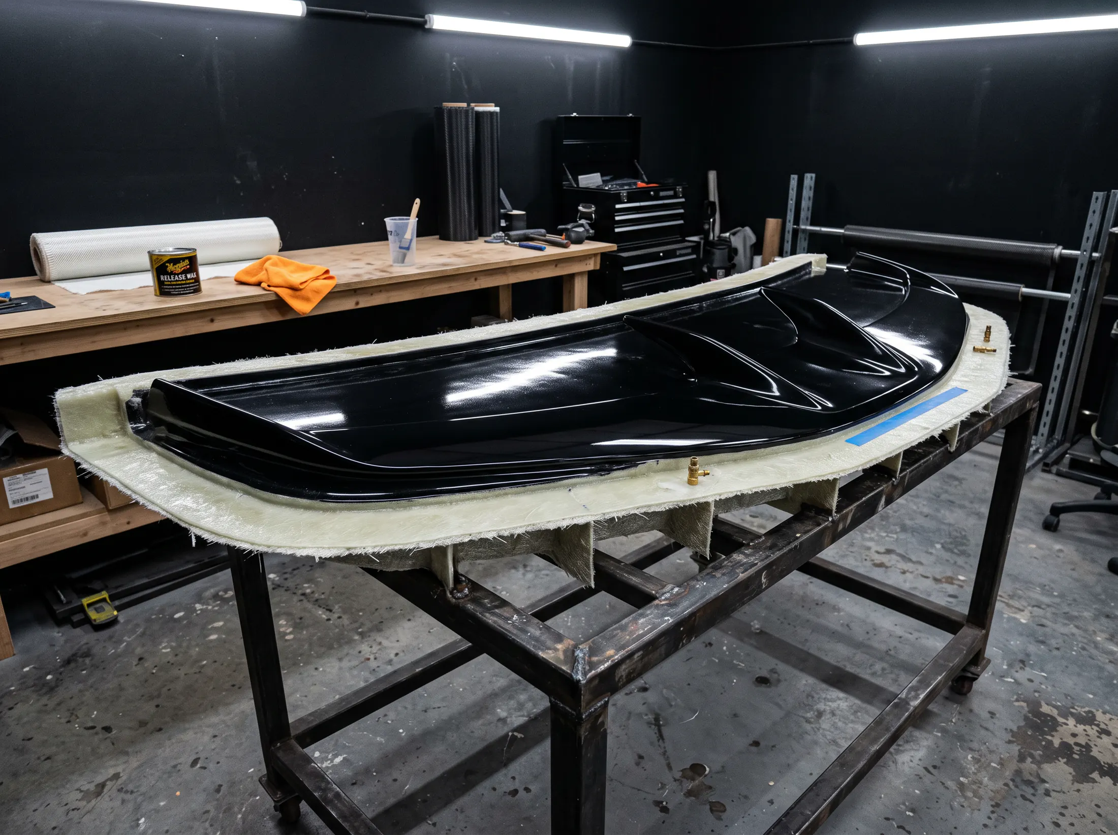 Finished mould on a steel workshop table