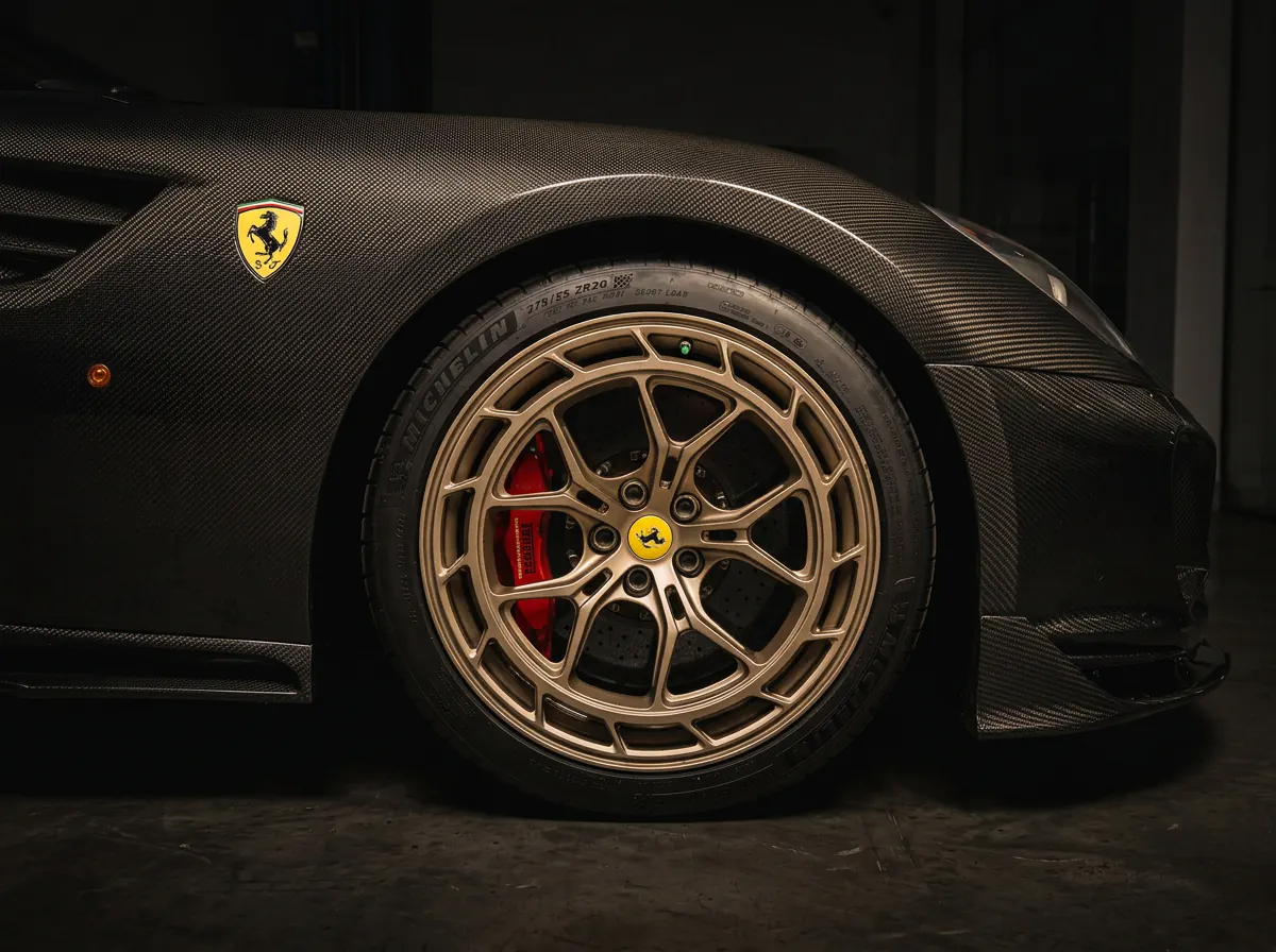 599 RF front wheel, bronze forged rim against carbon fibre arch
